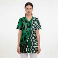Maori Taniko Patterns Scrub Top Pounamu Patiki Motifs Mix Whakairo Ngaru - Polynesian Pride