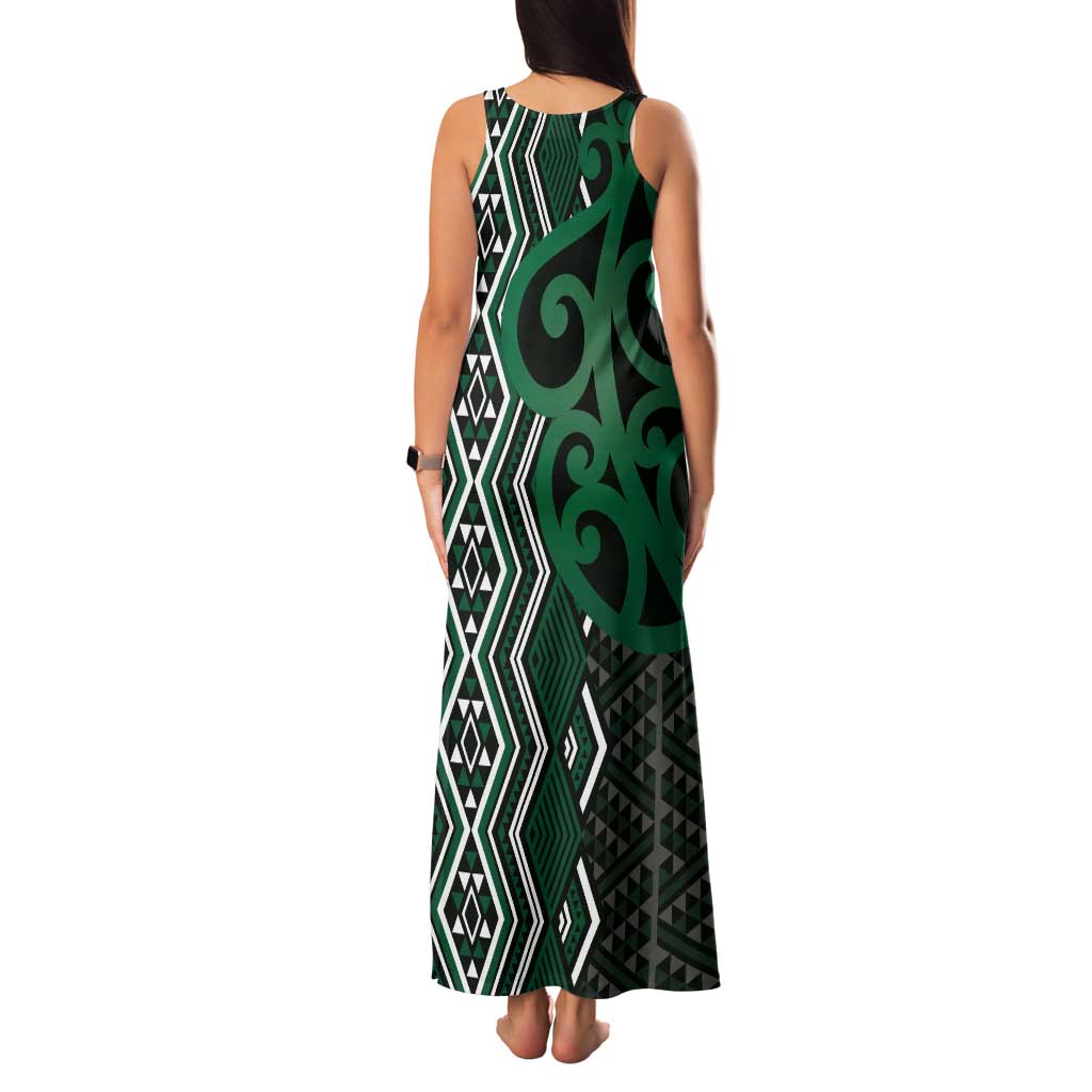 Maori Taniko Patterns Tank Maxi Dress Pounamu Patiki Motifs Mix Whakairo Ngaru