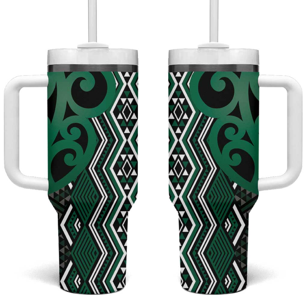 Maori Taniko Patterns Tumbler With Handle Pounamu Patiki Motifs Mix Whakairo Ngaru