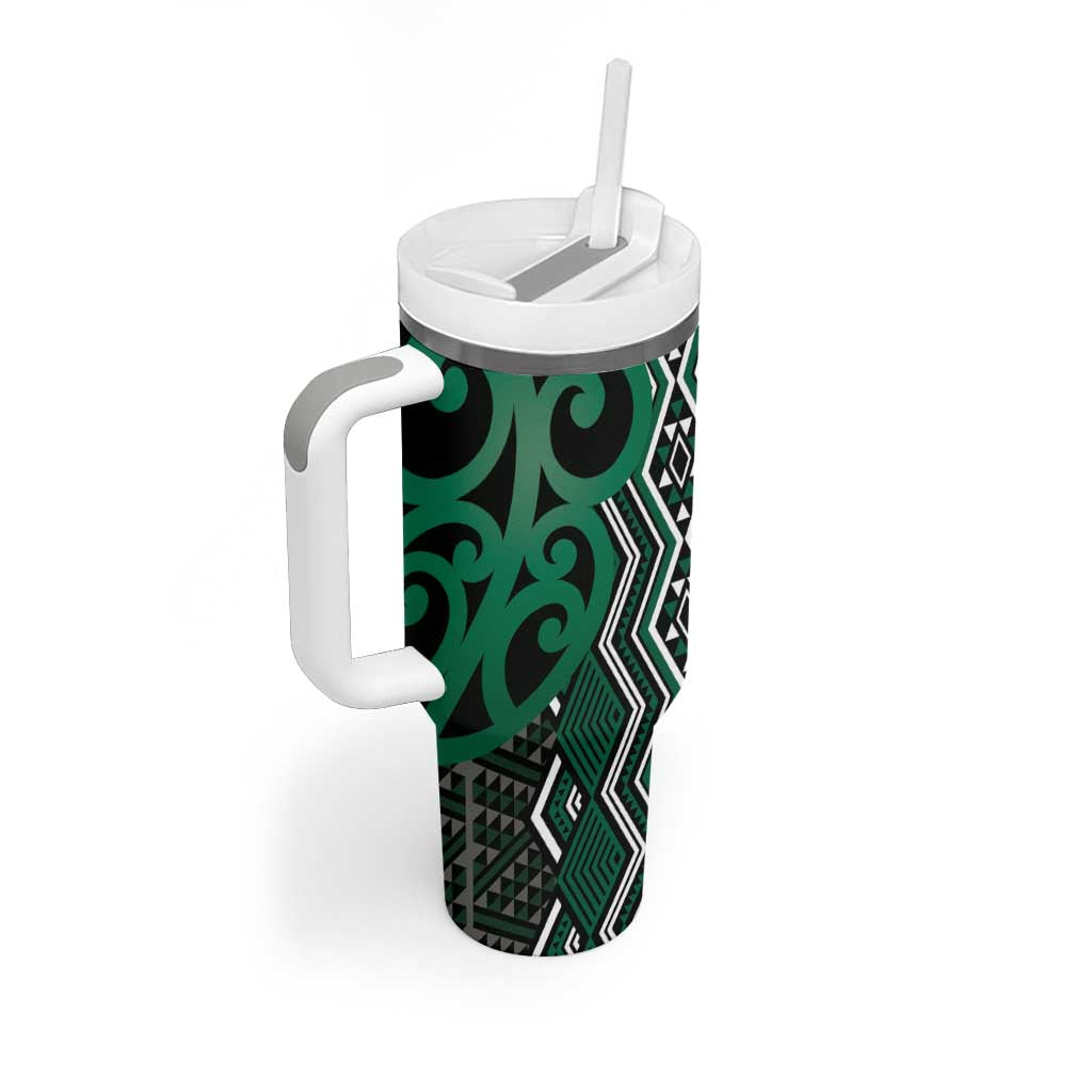 Maori Taniko Patterns Tumbler With Handle Pounamu Patiki Motifs Mix Whakairo Ngaru