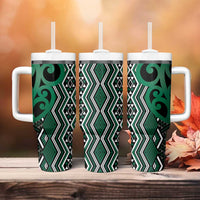 Maori Taniko Patterns Tumbler With Handle Pounamu Patiki Motifs Mix Whakairo Ngaru