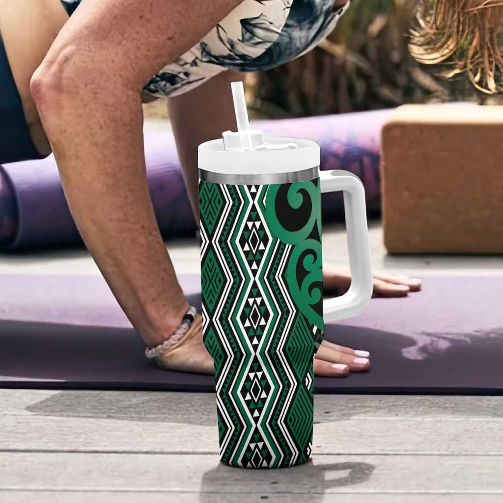 Maori Taniko Patterns Tumbler With Handle Pounamu Patiki Motifs Mix Whakairo Ngaru
