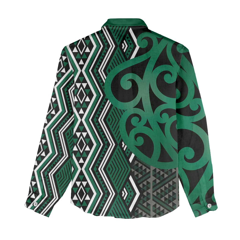 Maori Taniko Patterns Women Casual Shirt Pounamu Patiki Motifs Mix Whakairo Ngaru LT7 - Polynesian Pride