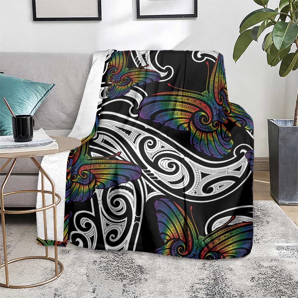 Aotearoa Takatapui Pride Blanket Rainbow Butterfly - Free To Love