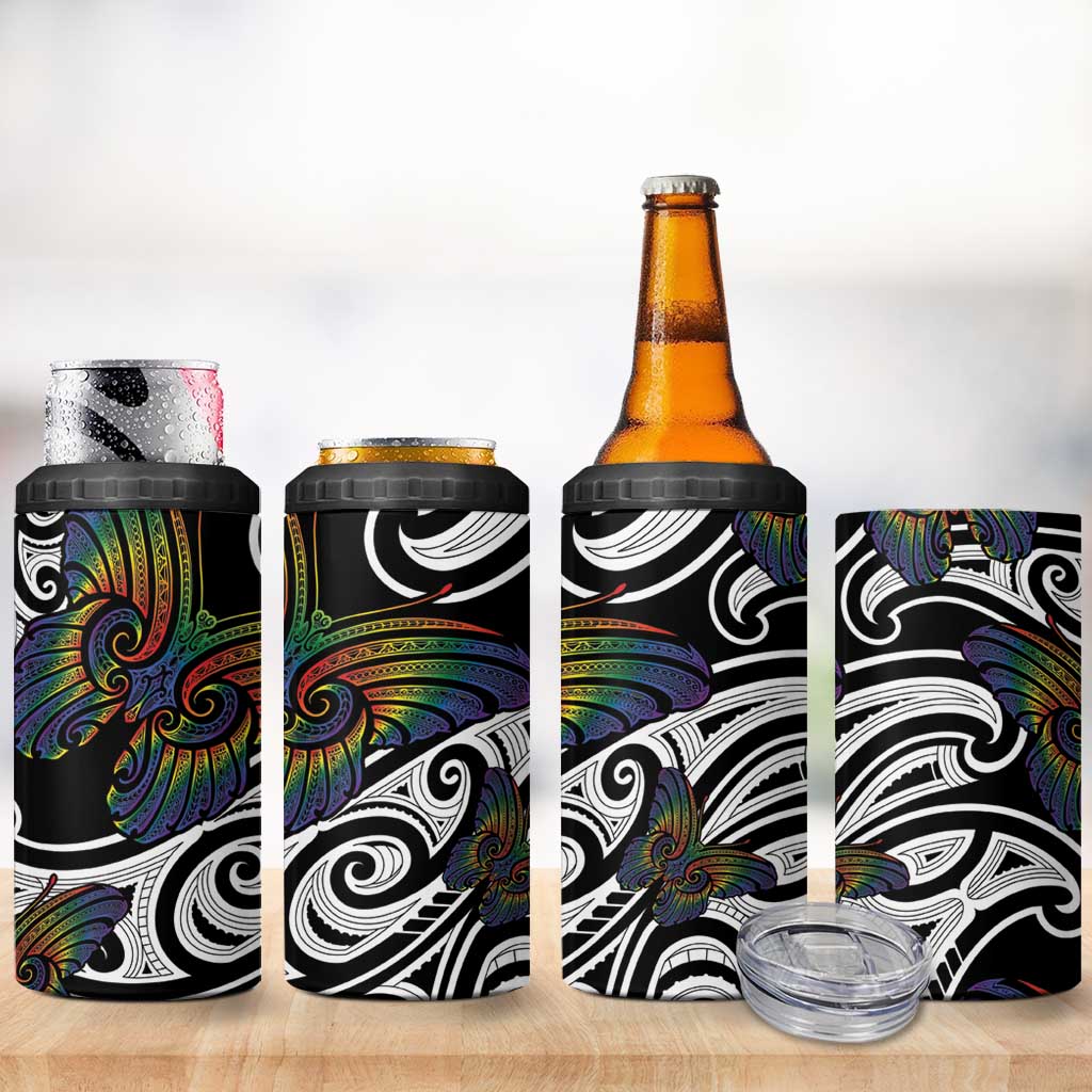 Aotearoa Takatapui Pride 4 in 1 Can Cooler Tumbler Rainbow Butterfly - Free To Love