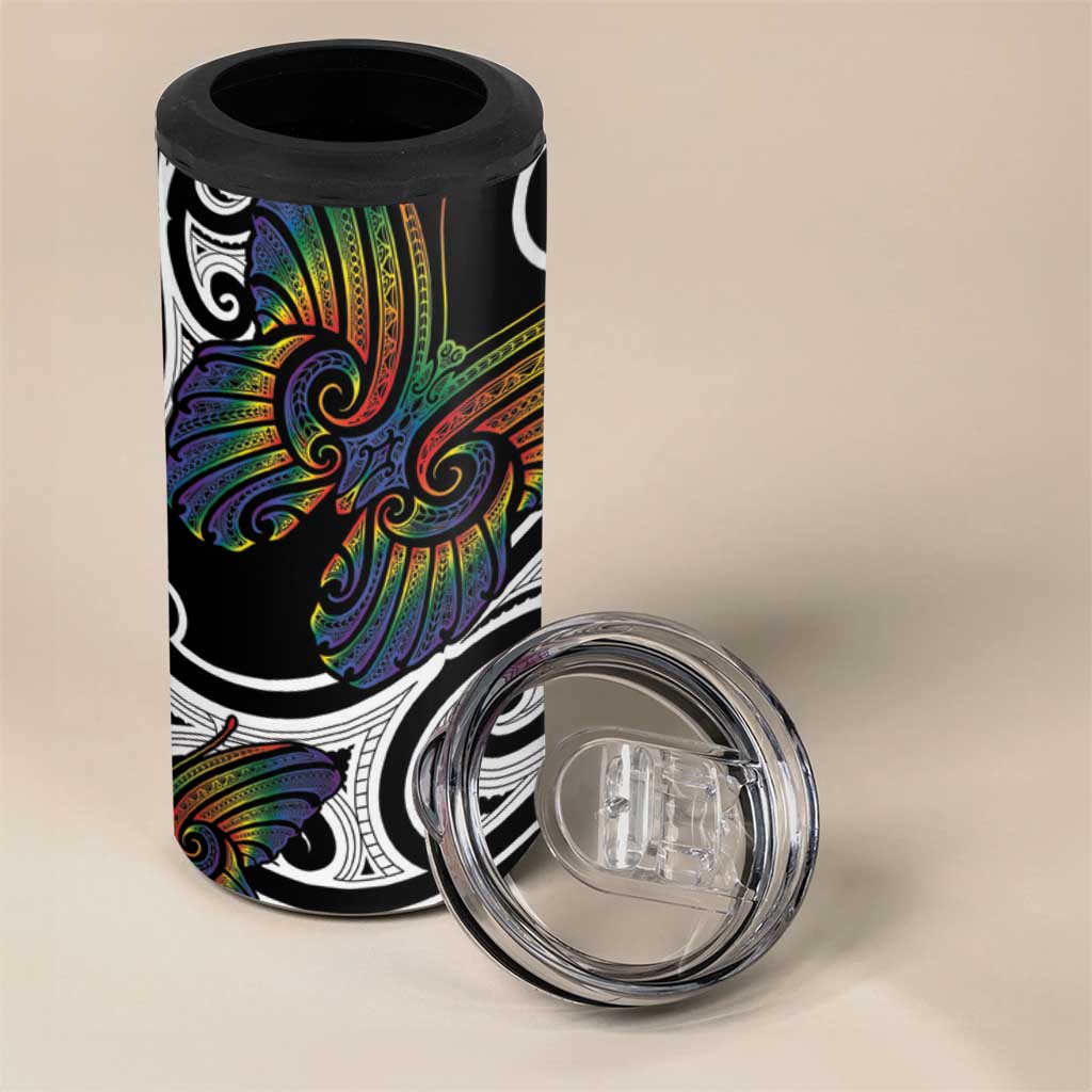 Aotearoa Takatapui Pride 4 in 1 Can Cooler Tumbler Rainbow Butterfly - Free To Love