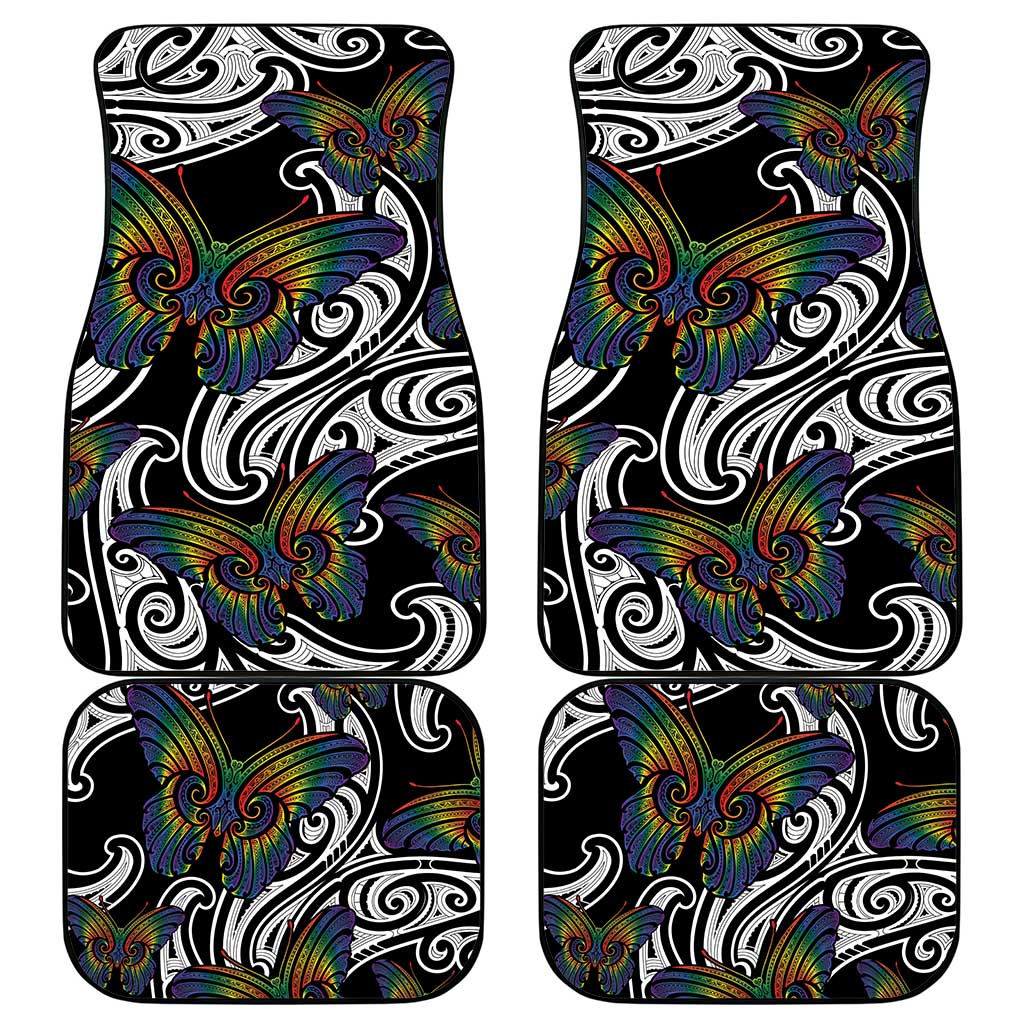 Aotearoa Takatapui Pride Car Mats Rainbow Butterfly - Free To Love