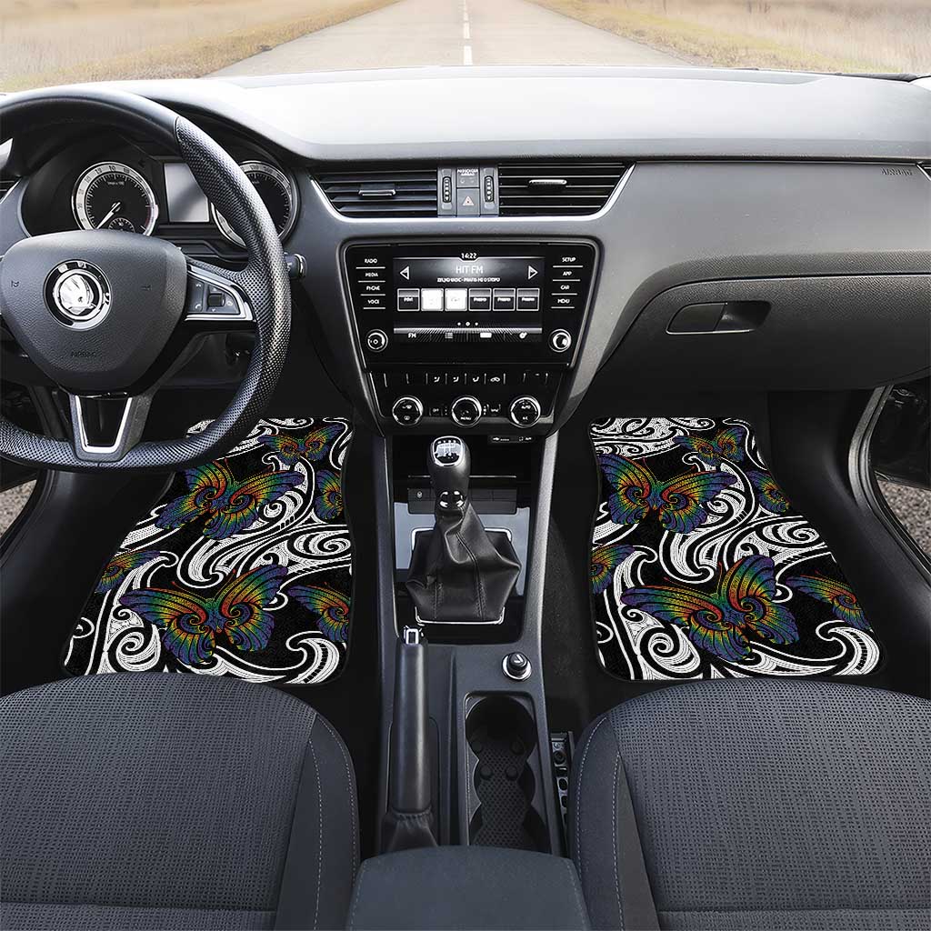 Aotearoa Takatapui Pride Car Mats Rainbow Butterfly - Free To Love