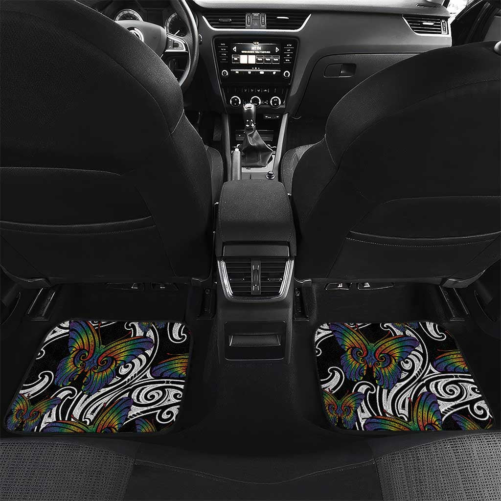 Aotearoa Takatapui Pride Car Mats Rainbow Butterfly - Free To Love