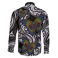 Aotearoa Takatapui Pride Family Matching Puletasi and Hawaiian Shirt Rainbow Butterfly - Free To Love LT7 - Polynesian Pride