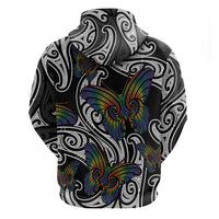 Aotearoa Takatapui Pride Hoodie Rainbow Butterfly - Free To Love