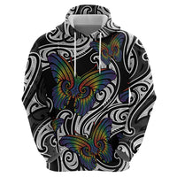 Aotearoa Takatapui Pride Hoodie Rainbow Butterfly - Free To Love