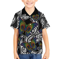 Aotearoa Takatapui Pride Kid Hawaiian Shirt Rainbow Butterfly - Free To Love
