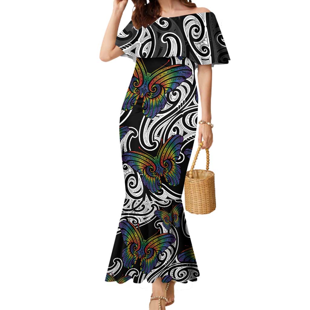 Aotearoa Takatapui Pride Mermaid Dress Rainbow Butterfly - Free To Love