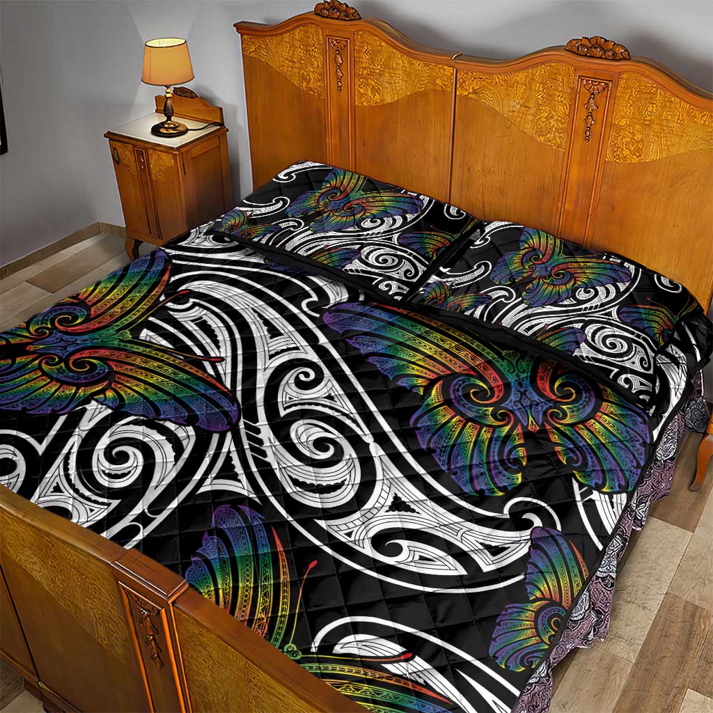Aotearoa Takatapui Pride Quilt Bed Set Rainbow Butterfly - Free To Love