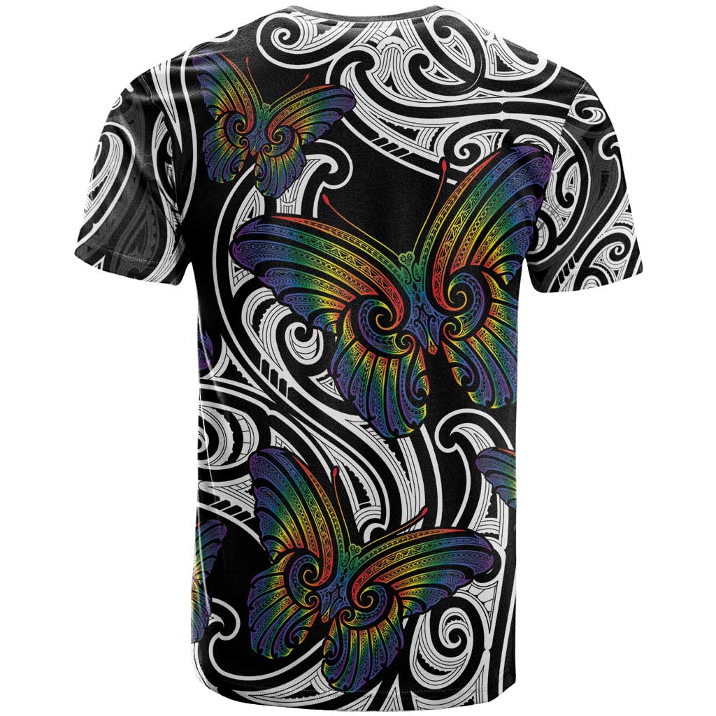 Aotearoa Takatapui Pride T Shirt Rainbow Butterfly - Free To Love
