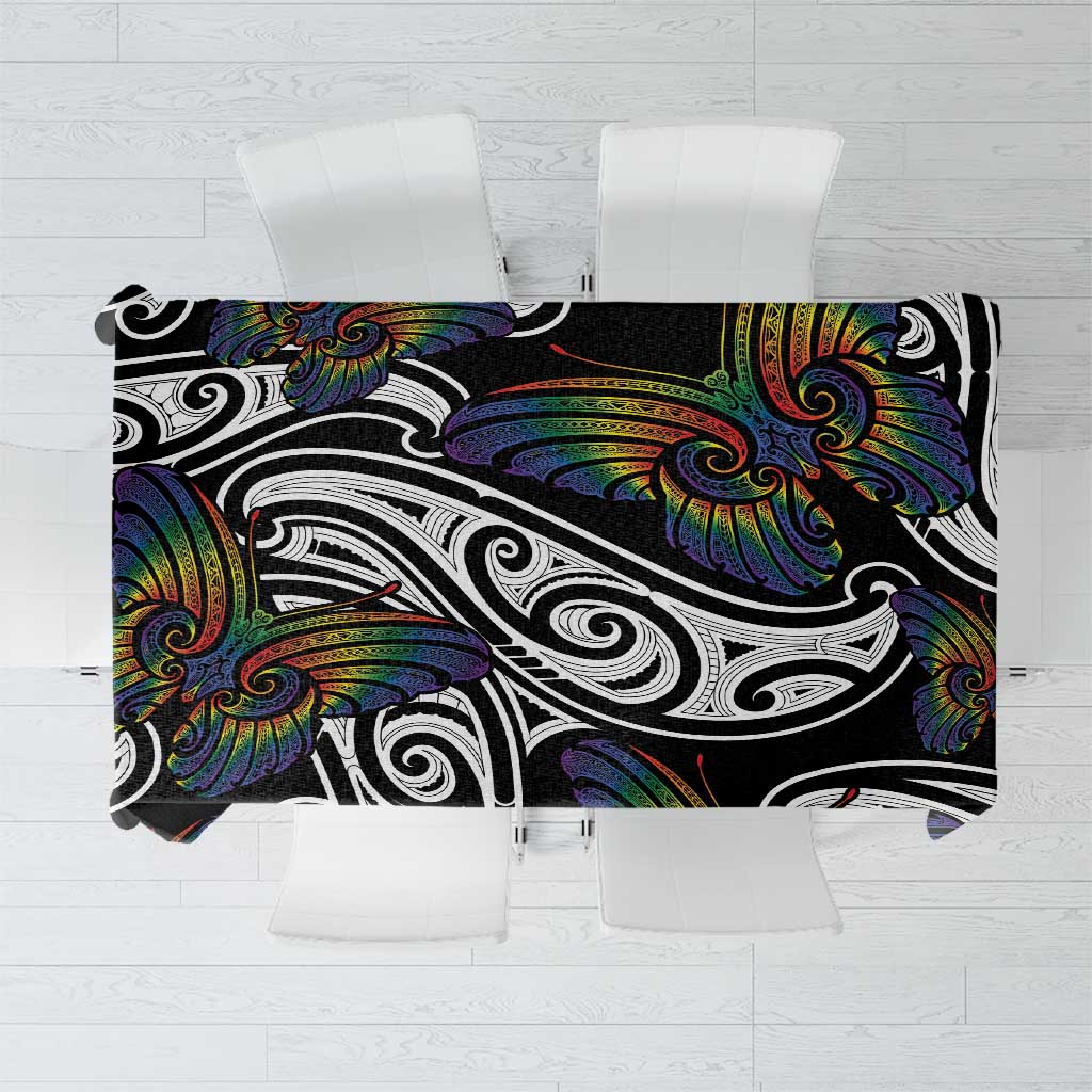 Aotearoa Takatapui Pride Tablecloth Rainbow Butterfly - Free To Love
