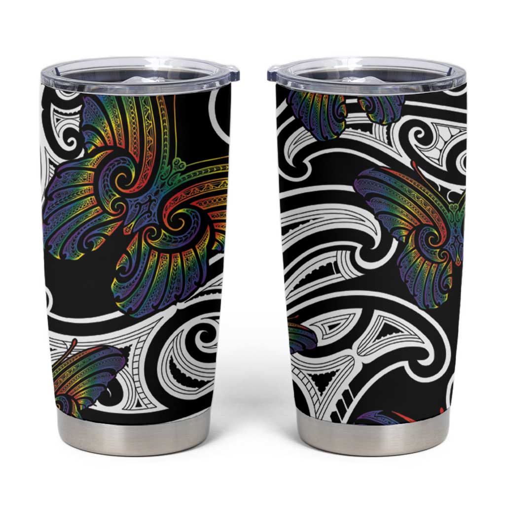 Aotearoa Takatapui Pride Tumbler Cup Rainbow Butterfly - Free To Love