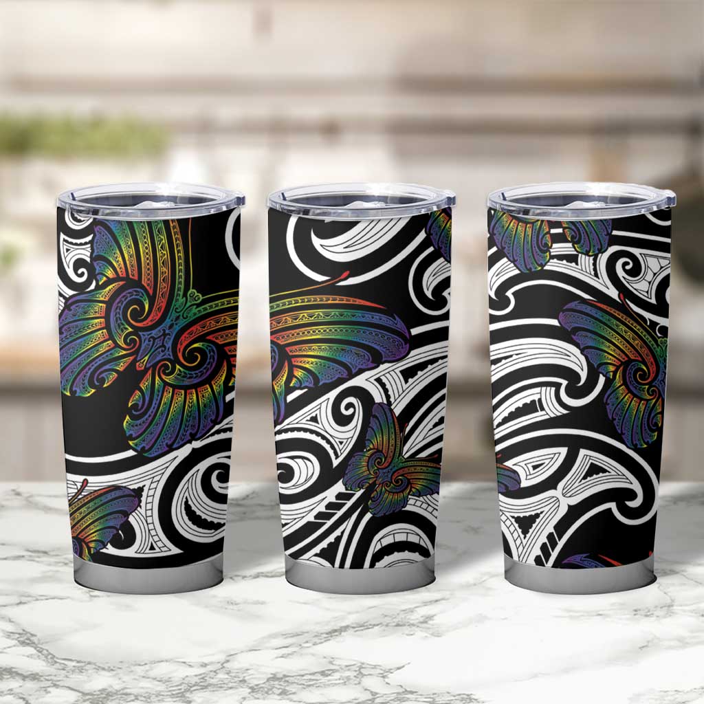 Aotearoa Takatapui Pride Tumbler Cup Rainbow Butterfly - Free To Love