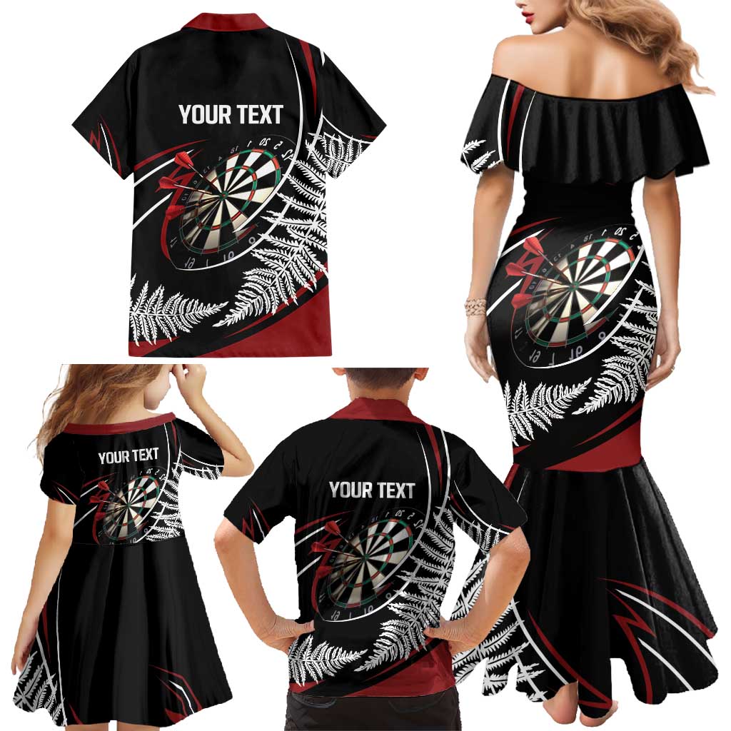 New Zealand Darts Personalised Family Matching Mermaid Dress and Hawaiian Shirt Silver Fern Dynamic