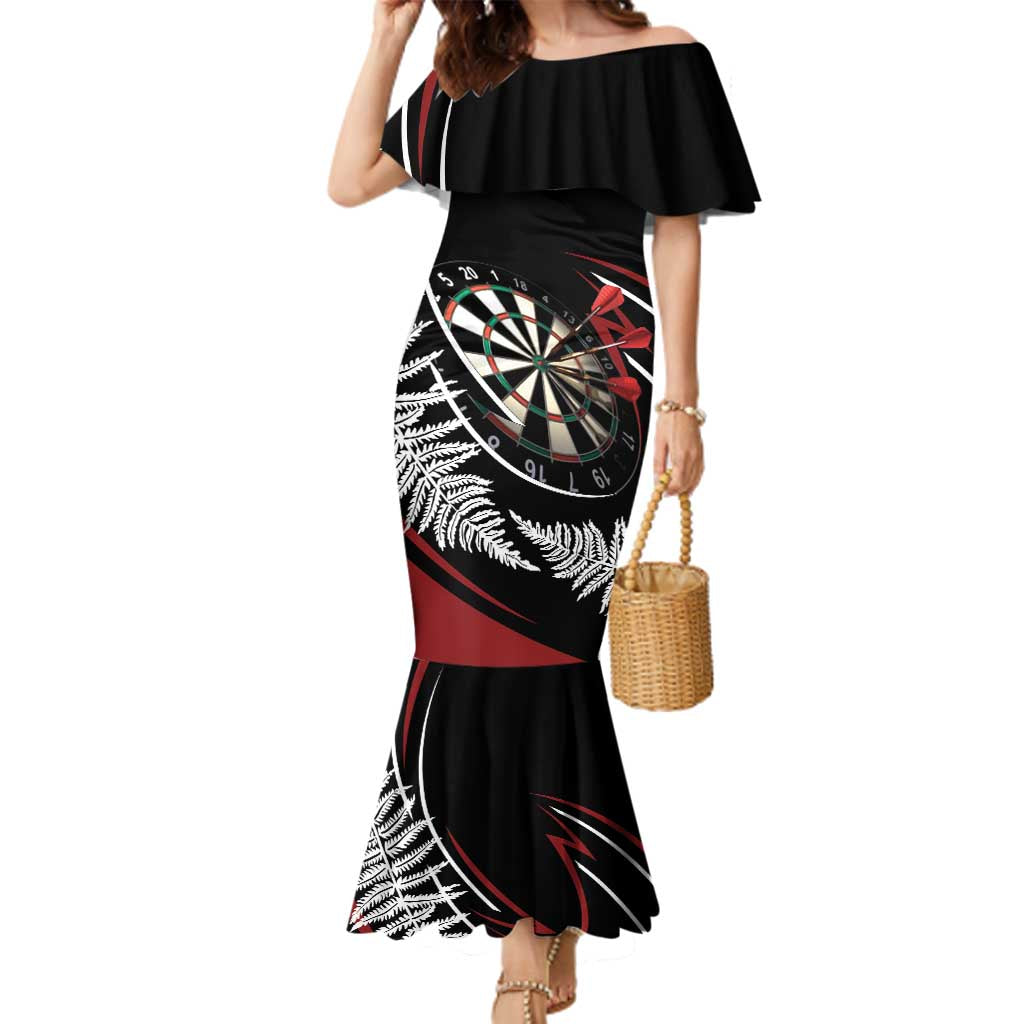 New Zealand Darts Personalised Family Matching Mermaid Dress and Hawaiian Shirt Silver Fern Dynamic