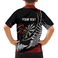 New Zealand Darts Personalised Family Matching Off The Shoulder Long Sleeve Dress and Hawaiian Shirt Silver Fern Dynamic