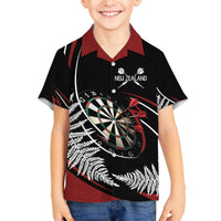 New Zealand Darts Personalised Family Matching Off The Shoulder Long Sleeve Dress and Hawaiian Shirt Silver Fern Dynamic