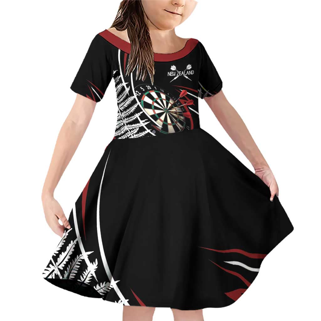 New Zealand Darts Personalised Family Matching Off Shoulder Short Dress and Hawaiian Shirt Silver Fern Dynamic