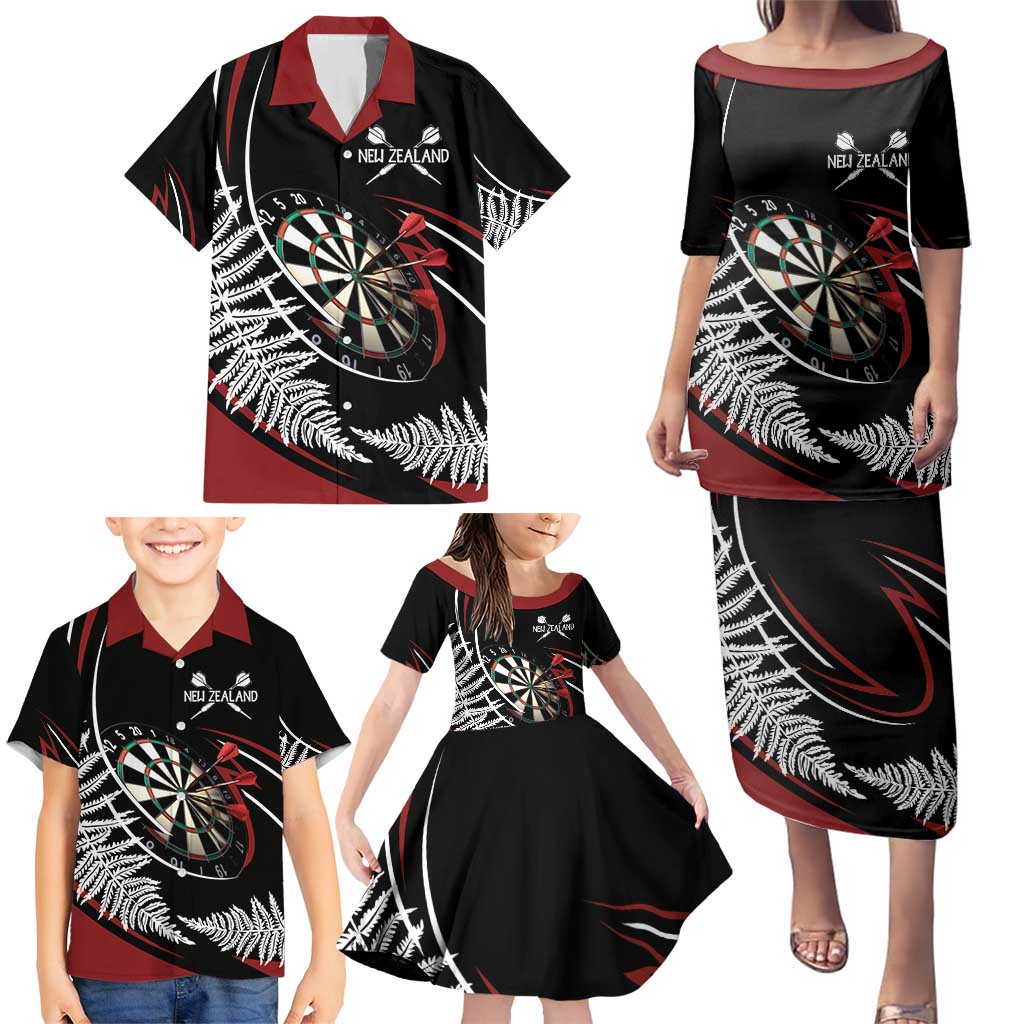 New Zealand Darts Personalised Family Matching Puletasi and Hawaiian Shirt Silver Fern Dynamic