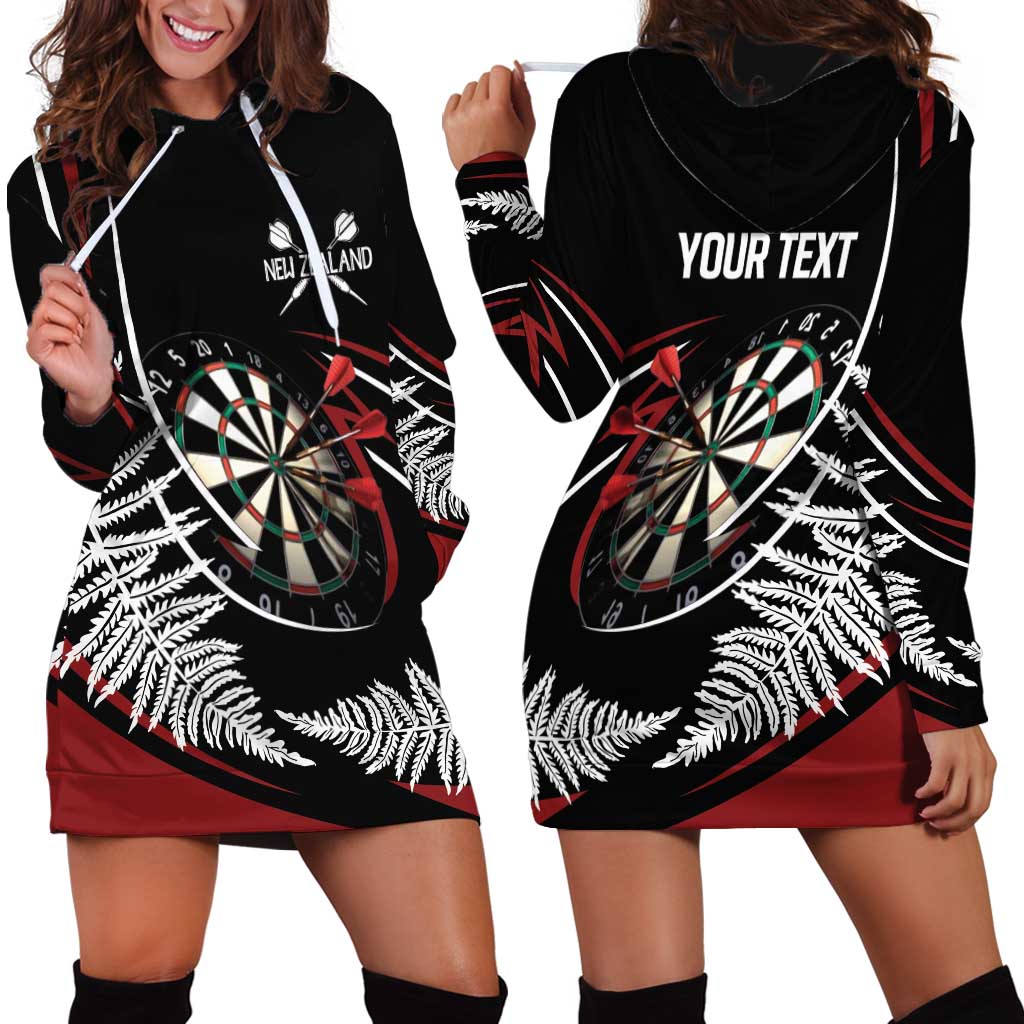 New Zealand Darts Personalised Hoodie Dress Silver Fern Dynamic