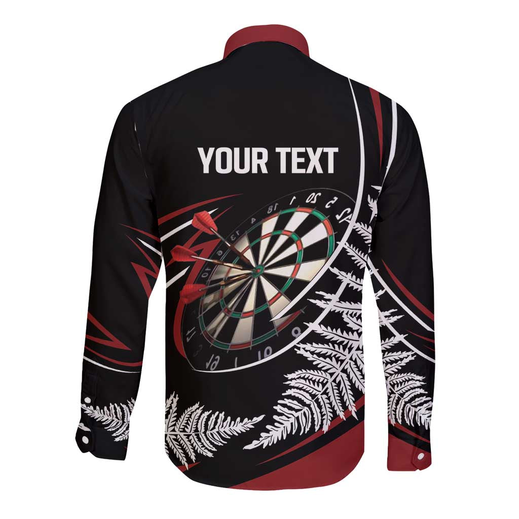 New Zealand Darts Personalised Long Sleeve Button Shirt Silver Fern Dynamic