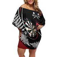 New Zealand Darts Personalised Off Shoulder Short Dress Silver Fern Dynamic