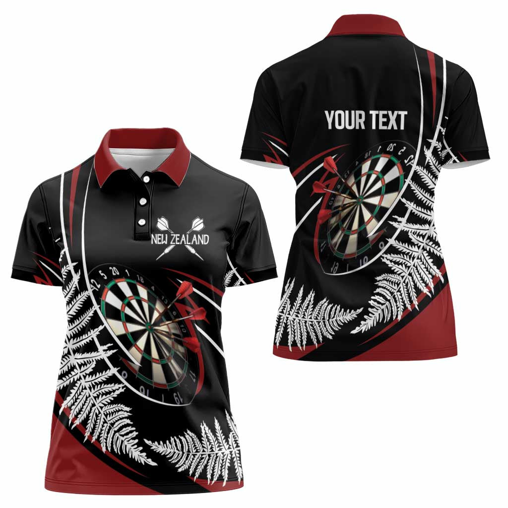 New Zealand Darts Personalised Women Polo Shirt Silver Fern Dynamic