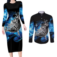 Maori Matariki Te Araroa Paikea Starry Couples Matching Long Sleeve Bodycon Dress and Long Sleeve Button Shirt Tangaroa Whakatauki