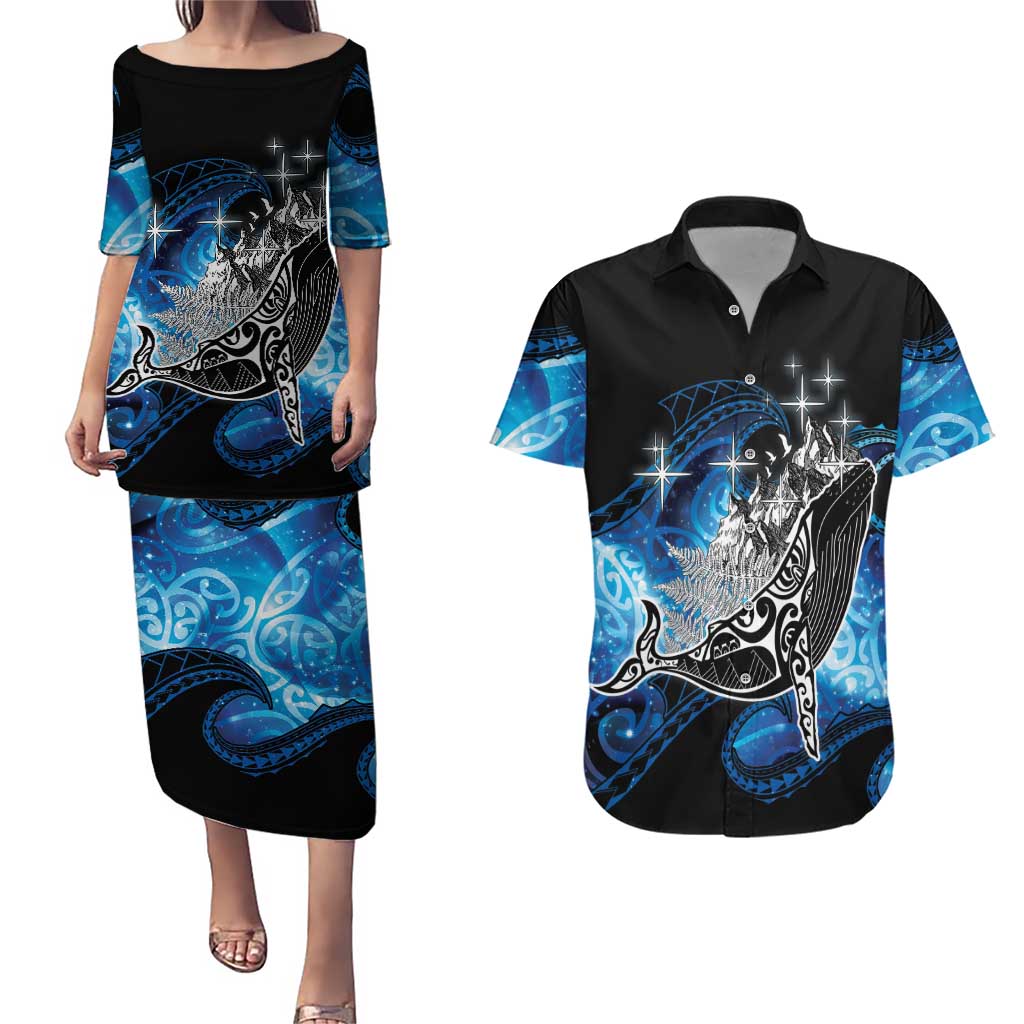 Maori Matariki Te Araroa Paikea Starry Couples Matching Puletasi and Hawaiian Shirt Tangaroa Whakatauki