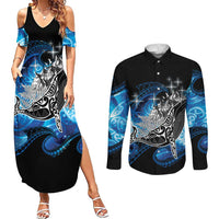 Maori Matariki Te Araroa Paikea Starry Couples Matching Summer Maxi Dress and Long Sleeve Button Shirt Tangaroa Whakatauki