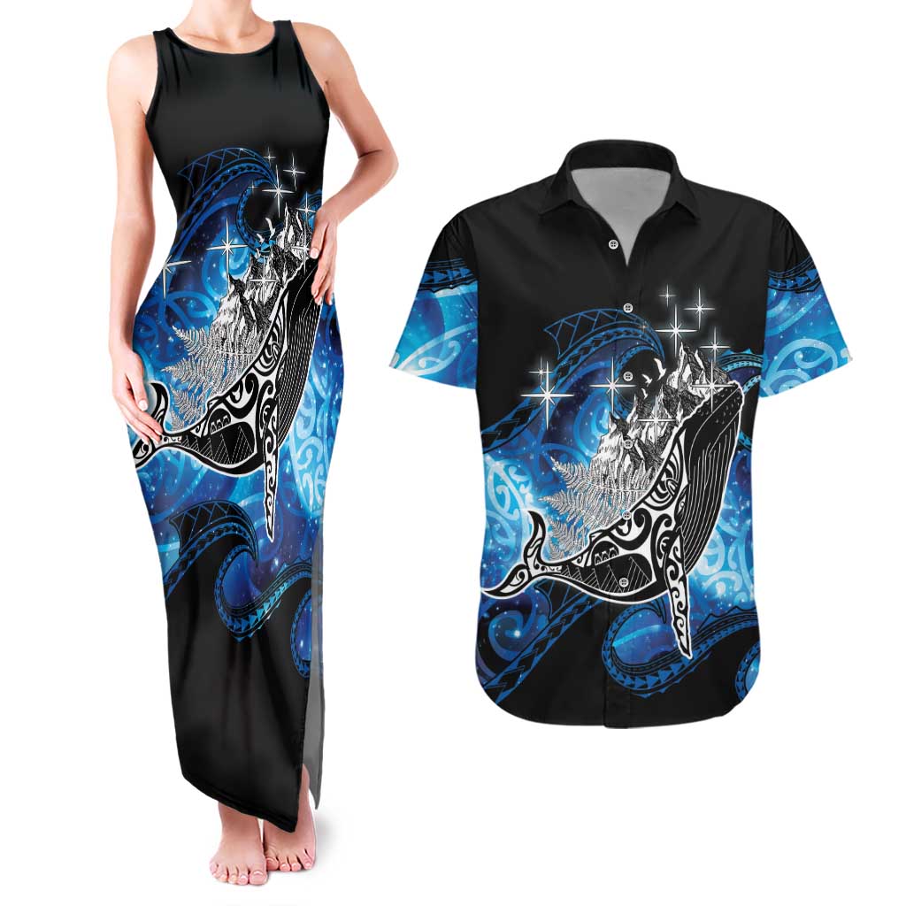 Maori Matariki Te Araroa Paikea Starry Couples Matching Tank Maxi Dress and Hawaiian Shirt Tangaroa Whakatauki