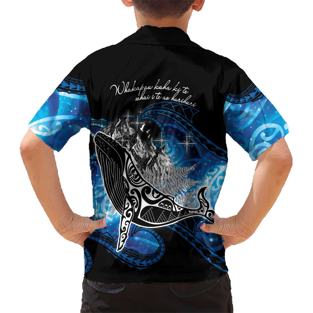 Maori Matariki Te Araroa Paikea Starry Family Matching Off Shoulder Maxi Dress and Hawaiian Shirt Tangaroa Whakatauki LT7 - Polynesian Pride