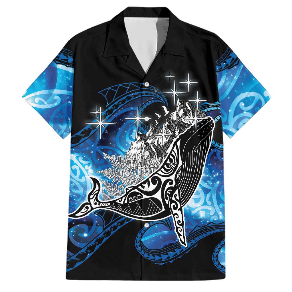 Maori Matariki Te Araroa Paikea Starry Family Matching Off Shoulder Maxi Dress and Hawaiian Shirt Tangaroa Whakatauki LT7 Dad's Shirt - Short Sleeve Black - Polynesian Pride