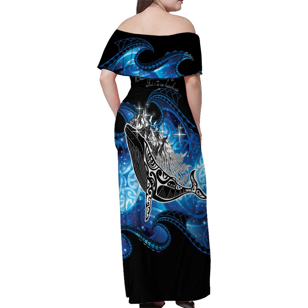 Maori Matariki Te Araroa Paikea Starry Family Matching Off Shoulder Maxi Dress and Hawaiian Shirt Tangaroa Whakatauki LT7 - Polynesian Pride
