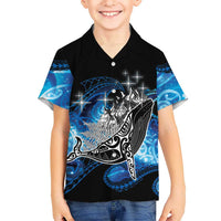 Maori Matariki Te Araroa Paikea Starry Family Matching Tank Maxi Dress and Hawaiian Shirt Tangaroa Whakatauki LT7 Son's Shirt Black - Polynesian Pride