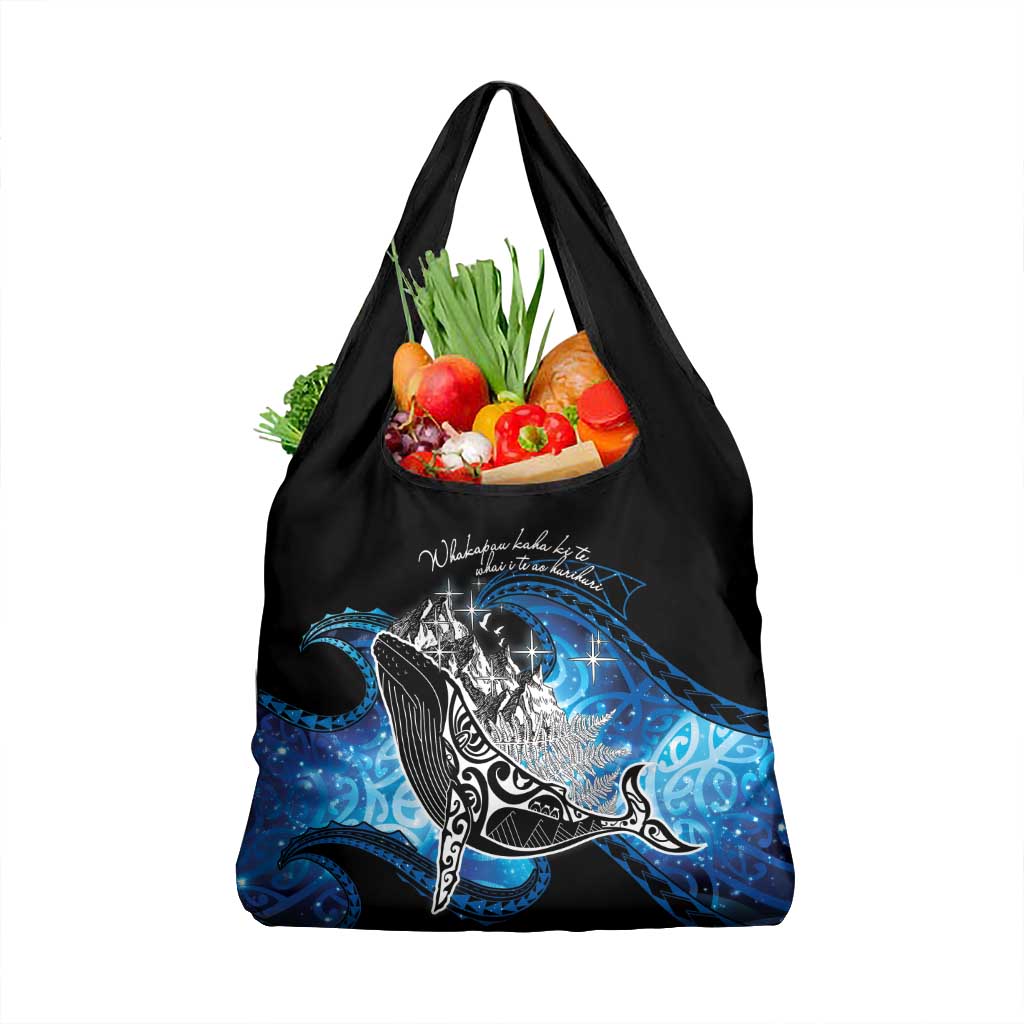 Maori Matariki Te Araroa Paikea Starry Grocery Bag Tangaroa Whakatauki