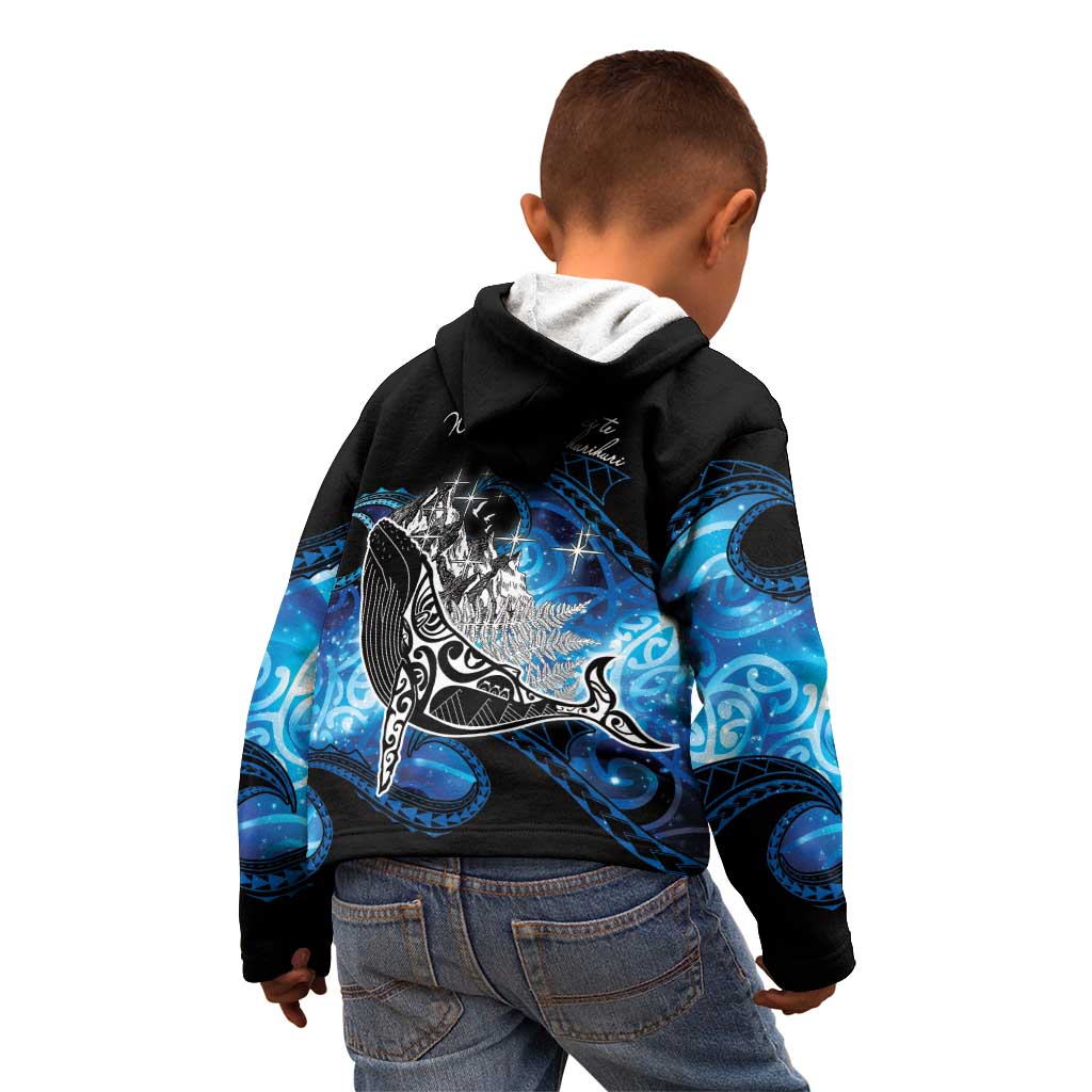 Maori Matariki Te Araroa Paikea Starry Kid Hoodie Tangaroa Whakatauki