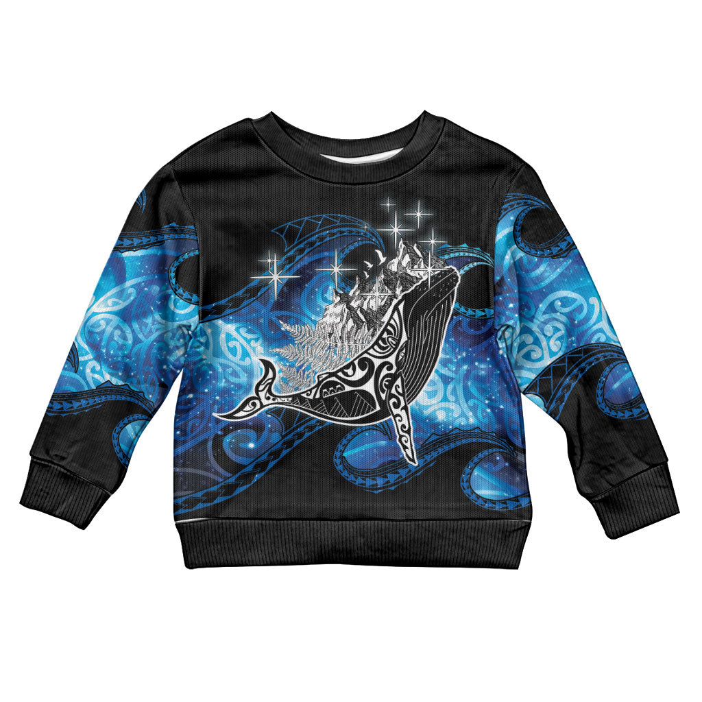 Maori Matariki Te Araroa Paikea Starry Kid Ugly Christmas Sweater Tangaroa Whakatauki LT7 Kid Black - Polynesian Pride