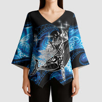 Maori Matariki Te Araroa Paikea Starry Kimono Sleeve Blouse Tangaroa Whakatauki