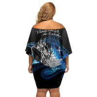 Maori Matariki Te Araroa Paikea Starry Off Shoulder Short Dress Tangaroa Whakatauki