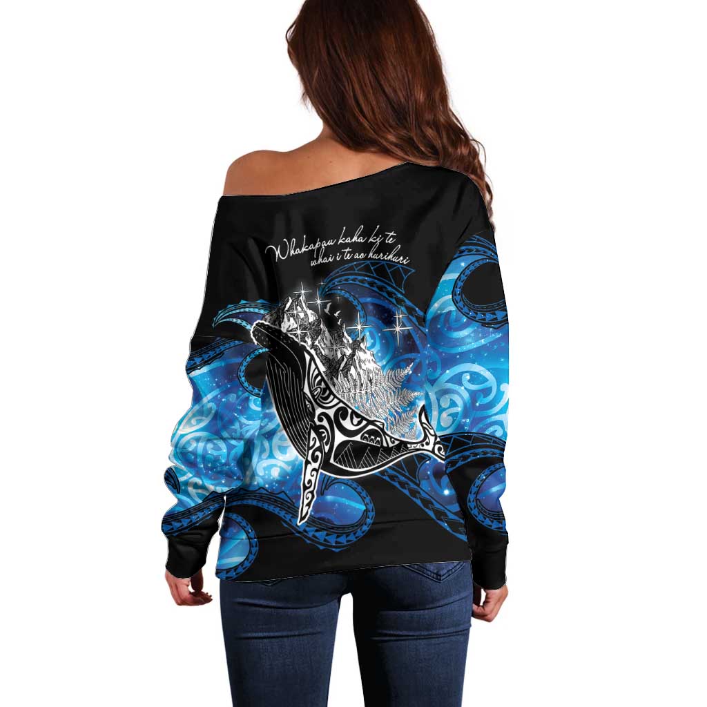 Maori Matariki Te Araroa Paikea Starry Off Shoulder Sweater Tangaroa Whakatauki