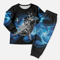 Maori Matariki Te Araroa Paikea Starry Christmas Pajama Set Tangaroa Whakatauki LT7 Men Black - Polynesian Pride