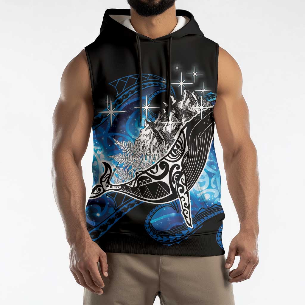 Maori Matariki Te Araroa Paikea Starry Sleeveless Hoodie Tangaroa Whakatauki