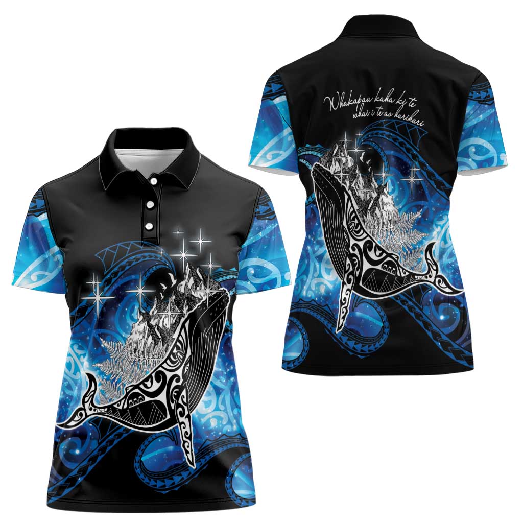 Maori Matariki Te Araroa Paikea Starry Women Polo Shirt Tangaroa Whakatauki